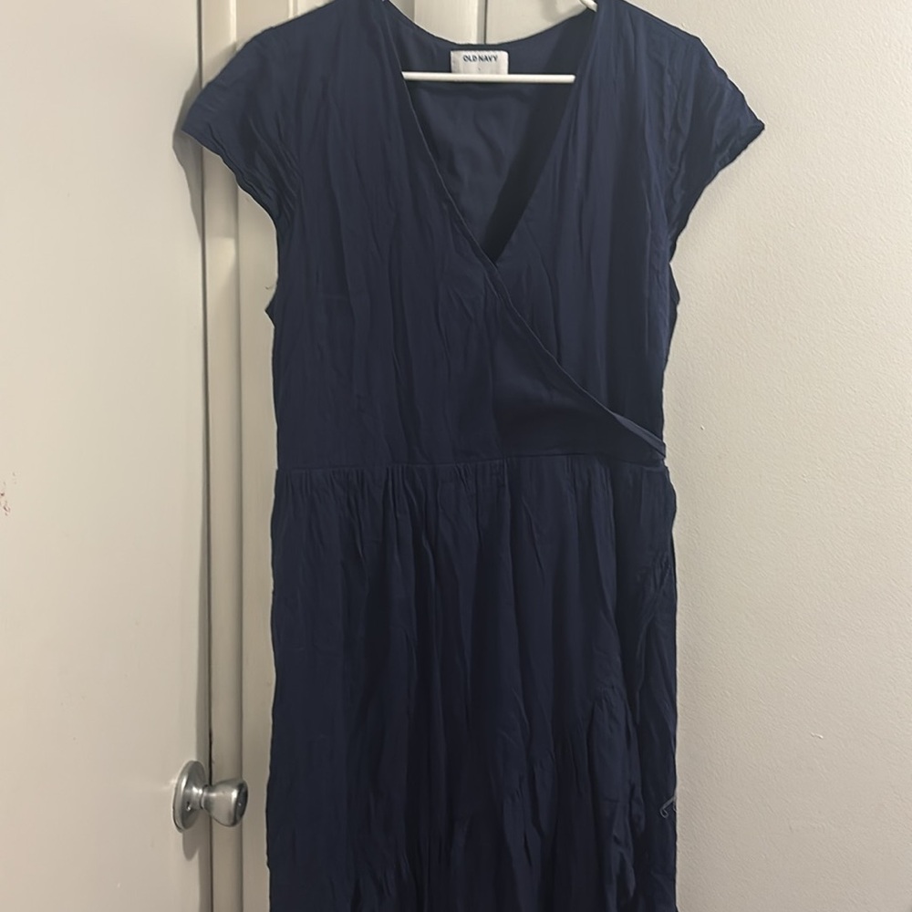 Elegant Blue Wrap Dress
